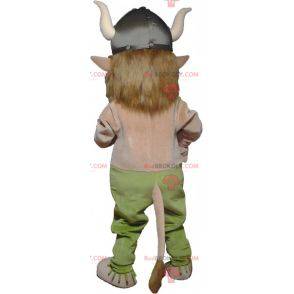 Troll kabouter mascotte met een Vikinghelm - Redbrokoly.com