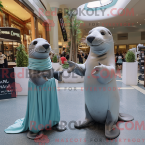 Sølv søløve maskot kostume...