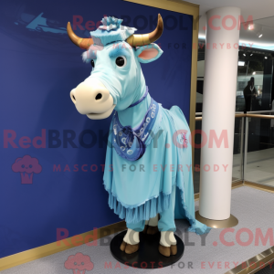 Blå Zebu-maskotdraktfigur...