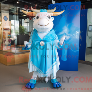 Blå Zebu-maskotdraktfigur...