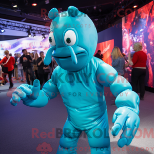 Cyan Lobster mascot costume...