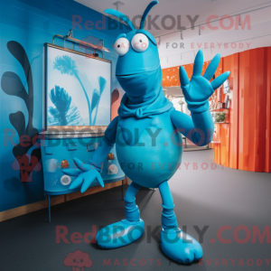 Cyan Lobster mascot costume...