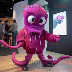 Fantasia de mascote de polvo Magenta com moletom e cintos - Polvo mascotes - REBROKO_228059 - RedBrokoly.com