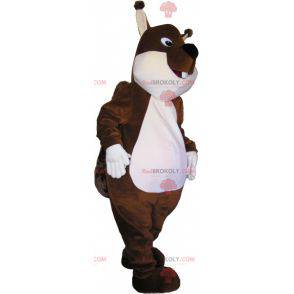 Mascotte d'écureuil marron et blanc très mignon et dodu -