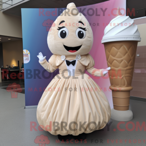 Tan Ice Cream Cone maskot...