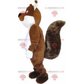 Mascotte d'écureuil marron et blanc très mignon et dodu -