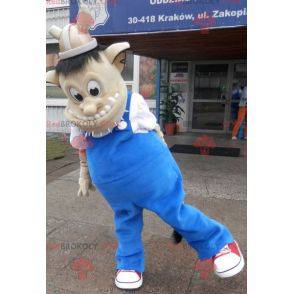 Troll mascotte met een Vikinghelm. Schepsel mascotte -