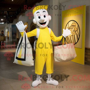 Gul Mime maskot kostume...