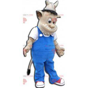 Mascotte troll con elmo vichingo. Mascotte di creatura -