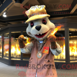 Beige Fire Eater maskot...