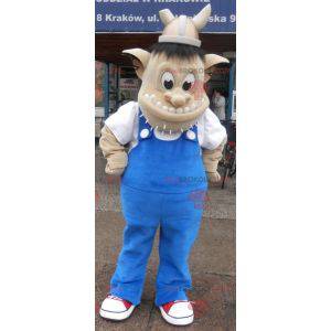 Troll mascot with a Viking helmet. Creature mascot -