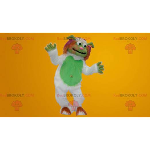 Witte en groene Yeti-mascotte allemaal harig - Redbrokoly.com