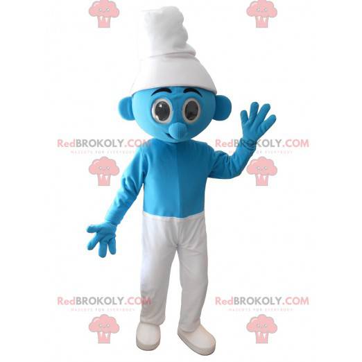 Blauw en wit Smurf mascotte - Redbrokoly.com