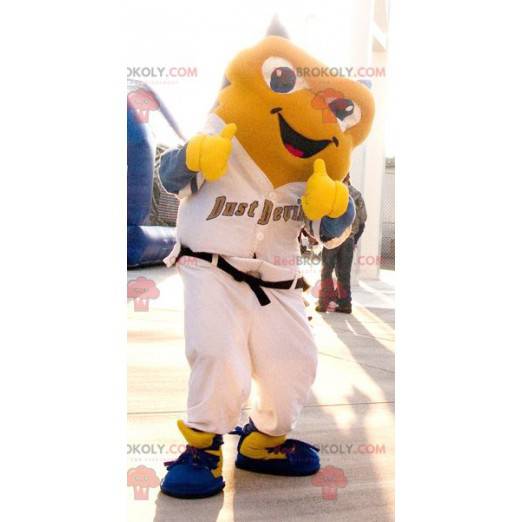 Yellow fish mascot in white outfit - Redbrokoly.com