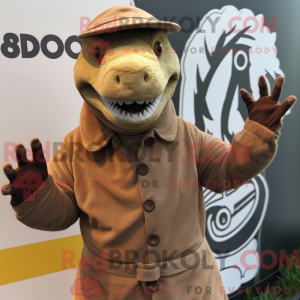 Brun Komodo Drage maskot...