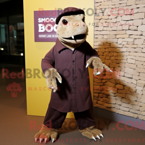 Brun Komodo Drage maskot...