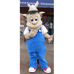 Troll mascotte met een Vikinghelm. Schepsel mascotte -