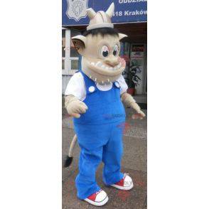 Troll mascotte met een Vikinghelm. Schepsel mascotte -