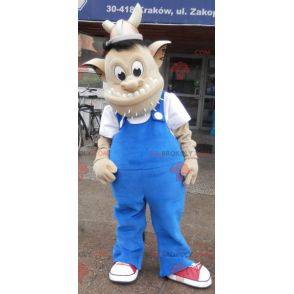 Troll mascotte met een Vikinghelm. Schepsel mascotte -