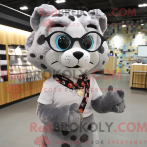 Grå Leopard maskot kostume...
