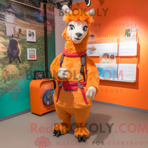 Orange lama maskot kostume...
