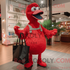 Rød struds maskot kostume...