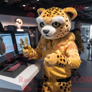 Gold Cheetah mascot costume...