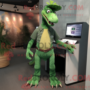 Grøn Spinosaurus maskot...