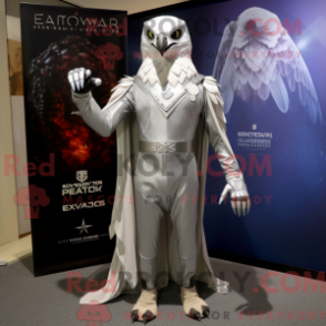 Fantasia de mascote de Falcão prateado com macacão e xales - Falcões mascotes - REBROKO_228392 - RedBrokoly.com