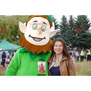 Green leprechaun mascot with a beard and a hat - Redbrokoly.com