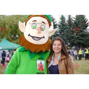 Green leprechaun mascot with a beard and a hat - Redbrokoly.com