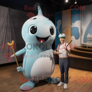 Gray Narwhal mascot costume...