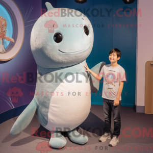 Gray Narwhal mascot costume...