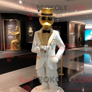 Gold Swan mascot costume...
