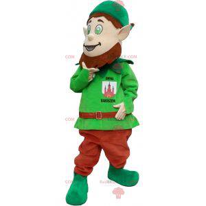 Grønn leprechaun-maskot med skjegg og hatt - Redbrokoly.com