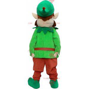 Mascotte de lutin vert avec une barbe et un chapeau -