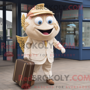 Beige Fish And Chips maskot...