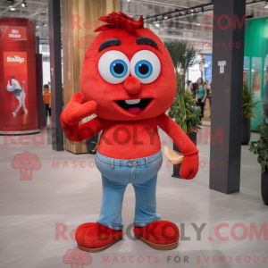 Rødt anheng maskot kostyme...