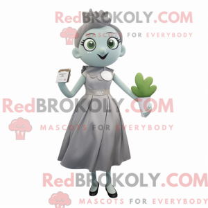 Gray Spinach mascot costume...