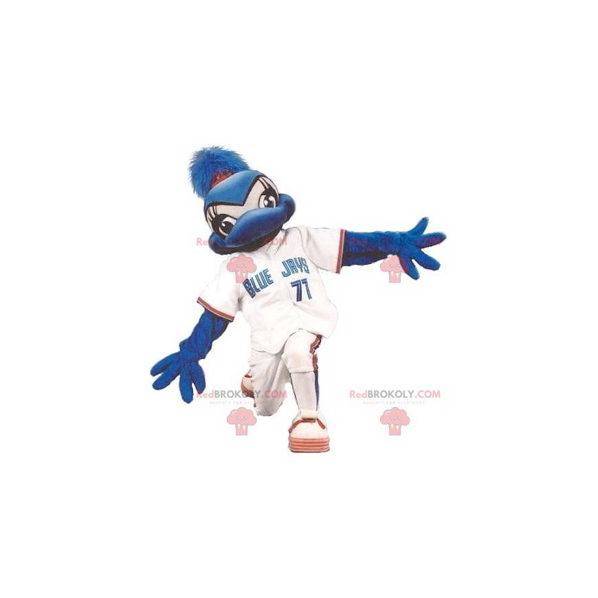 Blue jay mascotte dell'uccello in abiti sportivi -