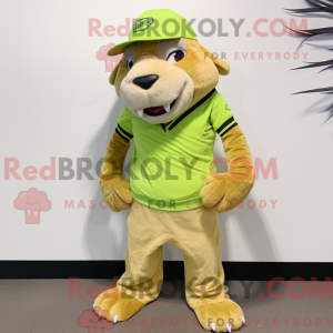 Lime Green Smilodon mascot...