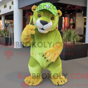 Lime Green Smilodon mascot...