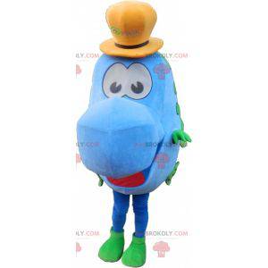 Mascote peixe azul e verde com chapéu - Redbrokoly.com