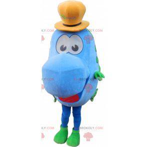 Blue and green fish mascot with a hat - Redbrokoly.com