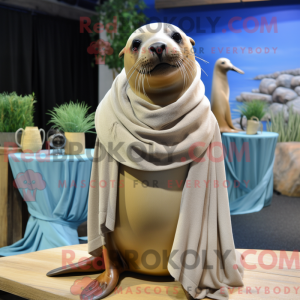 Tan Sea Lion mascot costume...