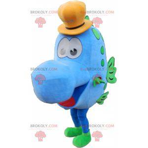 Mascote peixe azul e verde com chapéu - Redbrokoly.com