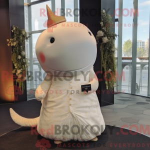 Beige Narwhal mascot...