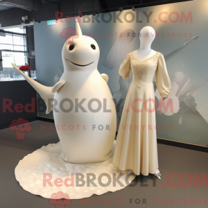 Beige Narwhal mascot...