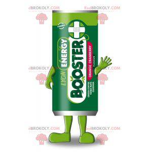 Giant electric battery mascot. Green stack mascot -