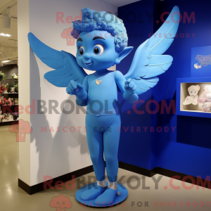 Blå Cupid-maskotdraktfigur...